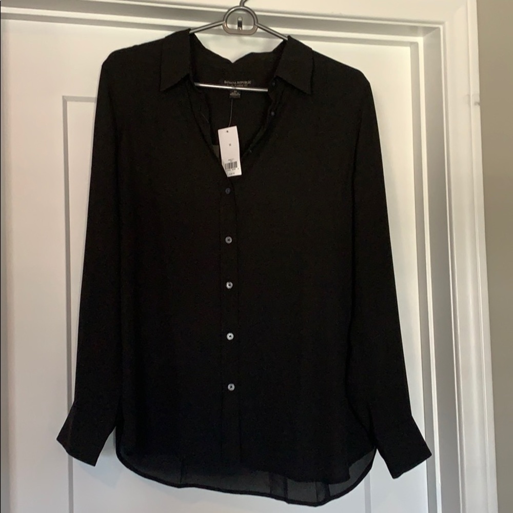 Banana Republic Black Dillon Classic Shirt M NWT